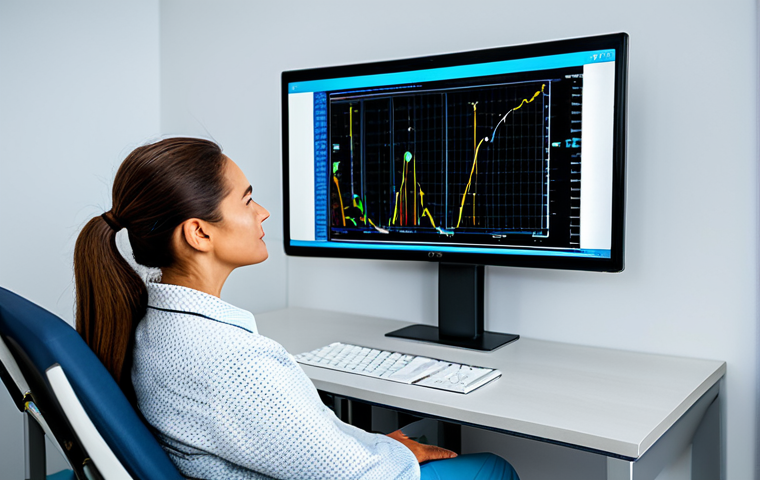 Biofeedback Session**
A woman, fully clothed in professional attire, is connected to biofeedback sensors, sitting comfortably in a modern, well-lit clinic. She is looking calmly at a monitor displaying physiological data. The atmosphere is serene and supportive. Safe for work, appropriate content, professional, modest, perfect anatomy, natural pose.
**